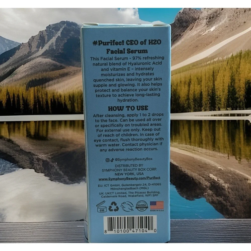 2X Purifect CEO of H2O‎ Hyaluronic Acid Facial Serum 97% Natural Vegan